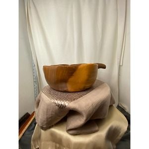 Vintage Set of Two (2) Hawaiian Large Monkeypod Wood Serving Snack Bowls